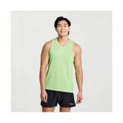 Camiseta Running Saucony Stopwatch Graphic Singlet Verde Hombre