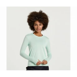 Camiseta Running Saucony Stopwatch Long Sleeve Verde Mujer