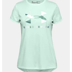 Camiseta Under Armour Tech Graphic Big Logo Verde Agua Niña
